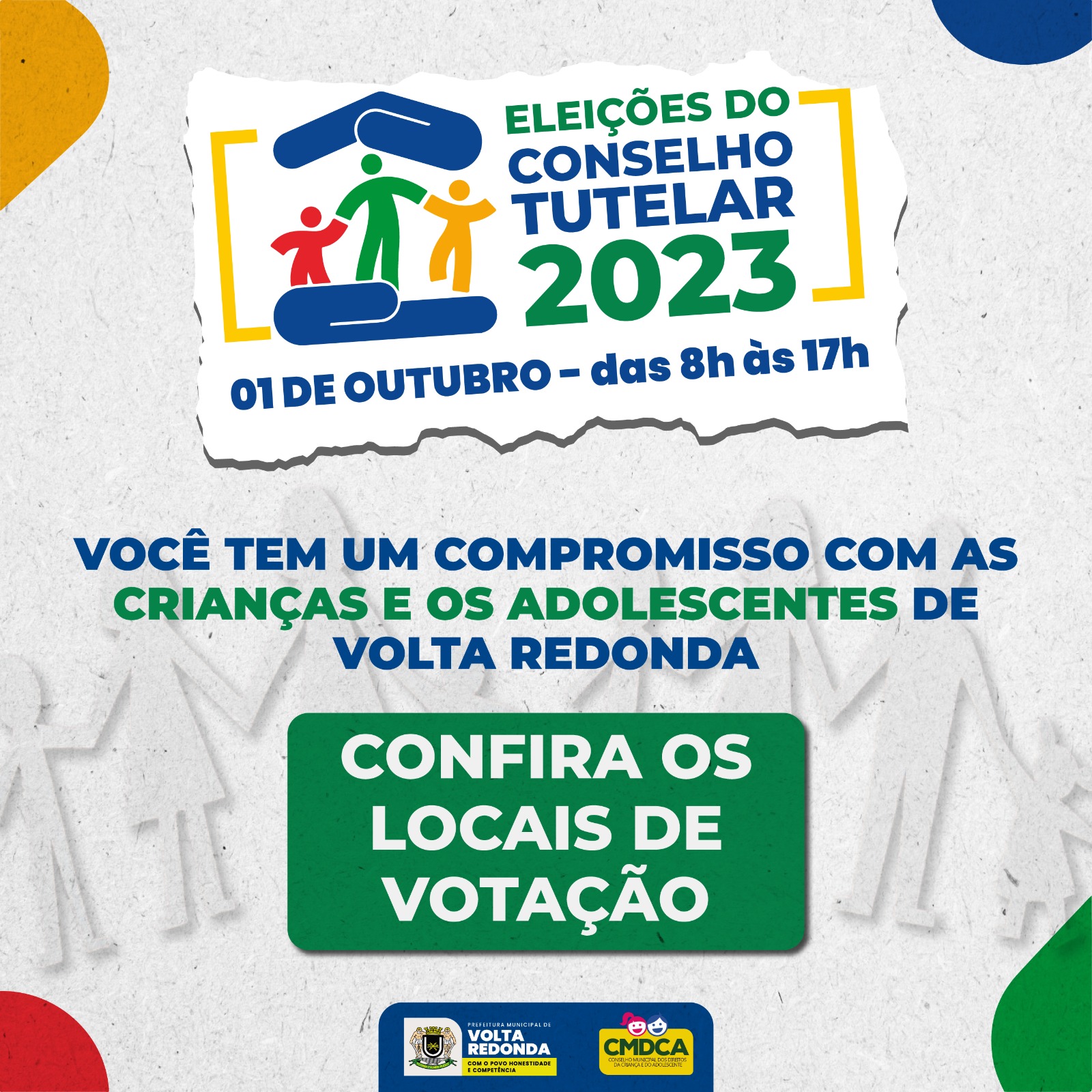 Eleição do Conselho Tutelar 2023 - 01 de Outubro das 8h às 17h